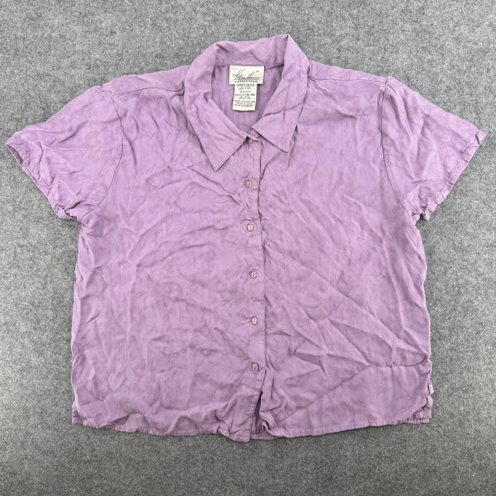 Vintage Lavender Floral Button Down Kathie Lee Collection Top Womens L